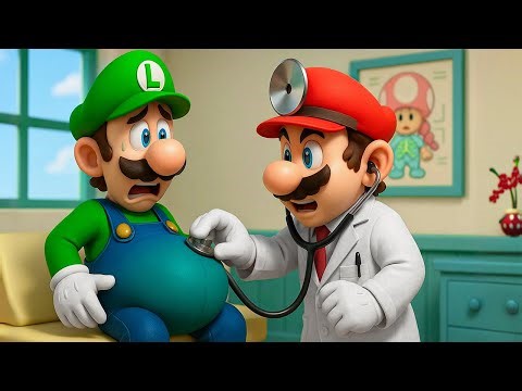Doctor Mario Panics ... Luigi Pregnant & at Risk! 😱💔 Super Mario Odyssey Story