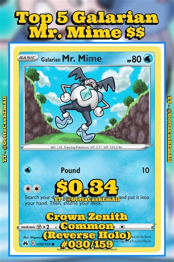 Top 5 RAREST Galarian Mr. Mime Pokémon Cards! ✨💎 #pokemon #top5 #tcg #pokémon #pokemoncards