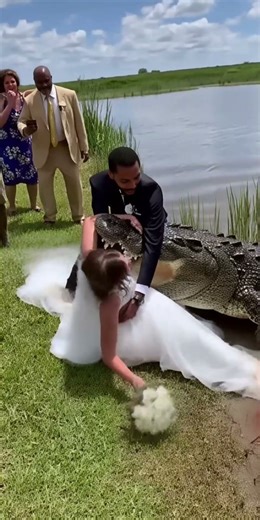 Bride Falls Into Crocodile Trap—Groom Saves Her Just In Time #wedding #rescue
