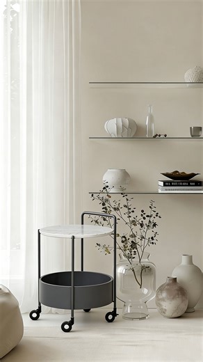 Adwin Furniture | This rolling side table = your new multi-tasking hero 🛒 Marble-look top + 2-tier storage: holds snacks, drinks, decor Swivel wheels for... | Instagram