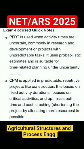 PERT CPM NET/ARS 2025 #asrb #net #agriculturalengineering #exam