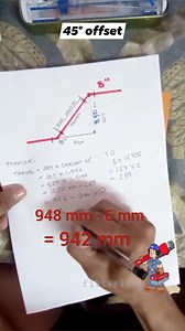 45 degrees piping offset easy calculation #fitteritoy #piping #construction #pipingtips #learning #welder #pipefitter #pipefittings #OFW #keepsafe | Fitteritoy