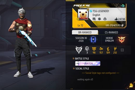 TSG Legend's Free Fire MAX ID, stats, headshots, and YouTube earnings in November 2022