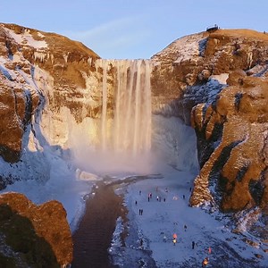 3.4K views · 393 reactions | Skogafoss is one of Iceland’s biggest and most beautiful waterfalls 朗 It has an astounding width of 25 meters (82 feet) and a drop of 60 meters (197 feet). Add it to your bucket list for an adventure in South Iceland  Learn more about Skogafoss here  https://guidetoiceland.is/travel-iceland/drive/skogafoss | Guide to Iceland | Facebook