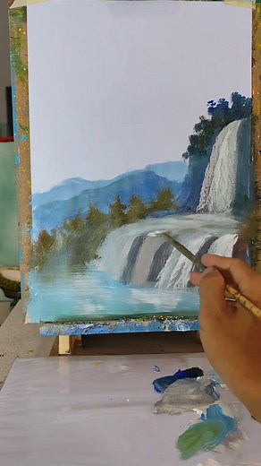 89K views · 2.2K reactions | Painting Waterfall Autumn Tree Landscape #autumntree #landscape #relaxingart #trending #painting | Nguyễn Văn Hoà Art | Facebook