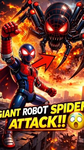 Monster Spider Attack! Can the Robot Hero Save the City? 😱” #kidsentertainment #robotanimation