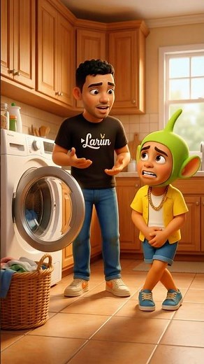 Larín teaches Larín Junior how to use the washing machine 😳🧺 But what happens at the end is incre...