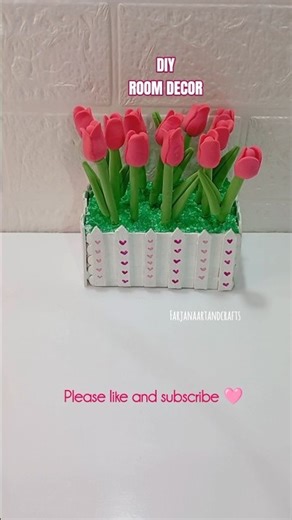 DIY TULIP ROOM DECOR🌷#diy #craft #decor #aesthetic #crafts #diycrafts #viralshorts #shorts #handmade