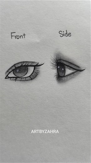 Drawing eyes from two different angles, quick and easy✨#artbyzahra #drawing #howtodraw #tutorial