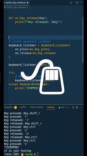 Capturing mouse 🖱 events by PYNPUT in Python. #python #programming #coding #shorts #shortsvideo