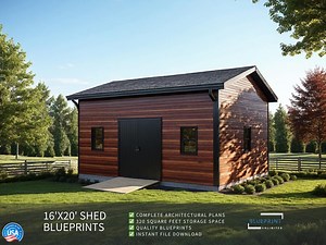 Shed Plans 16x20 for Construction and Permit - Etsy
