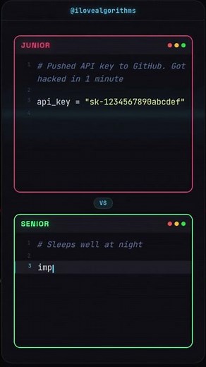 Junior vs Senior: API Key Security 🔥 #python #coding #programming ‪@ilovealgorithms‬