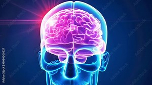 Digital visualization of human brain highlighting stroke awareness for health education