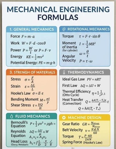 Mechanical engineering Formula