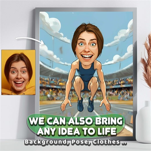 Photo to Cartoon Custom Track Star Caricature, Perfect Runner Caricature Gift for Athletes, a Funny Digital Caricature Portrait Art - Etsy