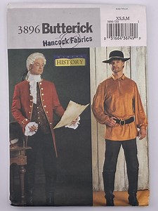 1700s Colonial Vintage Sewing Pattern Butterick 3896, Shirt & Coat, Revolutionary War Reenactment, Pirate Costume, or Halloween, Size XS–M - Etsy