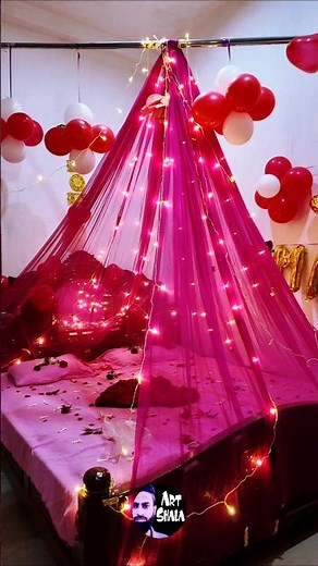 First Night Ki Khoobsurat Bed Decoration | Shaadi Room Setup | Fresh Flower Decoration Ideas