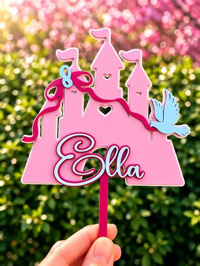 Personalised Princess Castle Cake Topper - Etsy