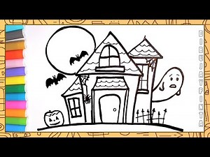 Cómo Dibujar y Colorear una CASA EMBRUJADA Paso a Paso 👻🎃 Dibujos De HALLOWEEN Fáciles Para Niños 👻🎃
