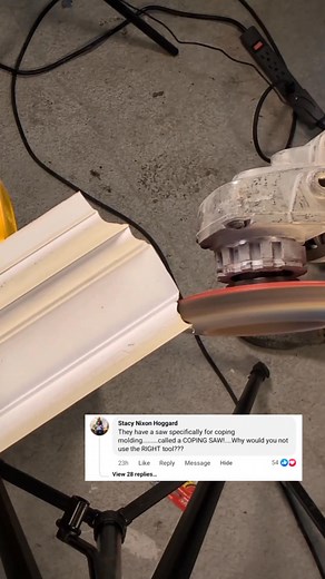 1M views · 2.1K reactions | Using a grinder to cope baseboard trim for my home improvement project #carpentrytips #construction #contractor #tipsandtricks #HomeImprovement #hacks #carpentry #builder #deck #tools #diy #fblifestyle | Your Favorite Contractor | Facebook