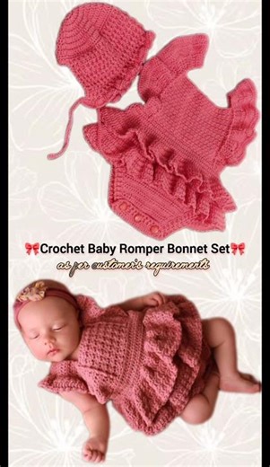 Crochet Romper and Bonnet Set 🎀 #shorts #shortvideo