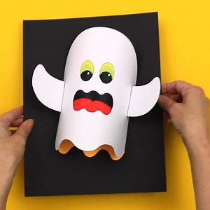 3D ghost craft—make it happy, spooky or scary! More details here: https://www.thecrafttrain.com/3d-paper-ghost-craft/ | The Craft Train