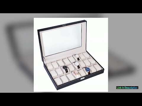 24 Compartments Toplevel Opening Style Leather Watch Collection Box Black Trend Alert