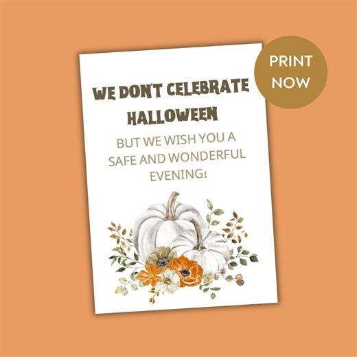 We Don't Celebrate Halloween Sign | No Trick or Treaters Printable - Etsy