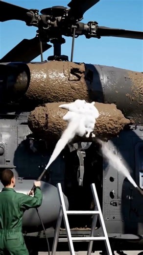 WORLD'S DIRTIEST BLACK HAWK ✨ SATISFYING WASH! #helicopter #OddlySatisfying #PressureWashing