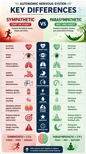 ⚡ Sympathetic vs Parasympathetic Nervous System