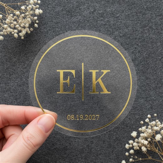Gold Foil Wedding Stickers | Personalized Initials Labels | Custom Favor & Gift Seals - Etsy