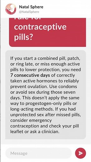 What is the 7 day rule for contraceptive pills?