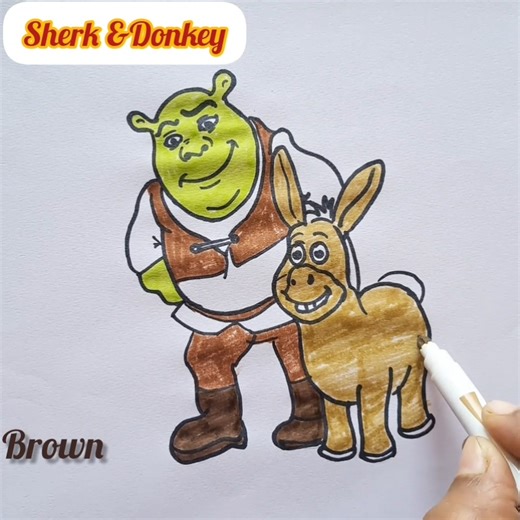 #viral shorts#Sherk and the donkey #drawing#howtodraw#easydrawing #easydraw#art