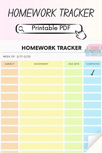 Printable Homework Tracker, Homework Planner, Homework Log, Homework Log PDF, Assignment Tracker, Homework Chart, Student Planner, Student - Etsy Australia