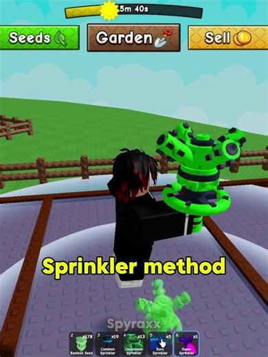 sprinkler method in grow a garden 2