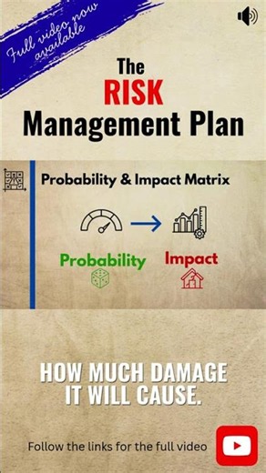 Risk Management Plan Pillar - Probability and Impact Matrix. #PMP #pmi #projectmanagement
