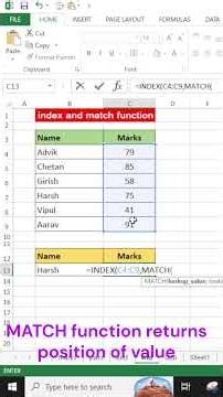 Excel functions - INDEX and MATCH