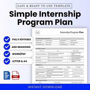 Internship Program Plan Template (word, PDF) | Intern Onboarding Plan Template, Intern Plan, Intern Schedule, Intern Mentoring Action Plan - Etsy