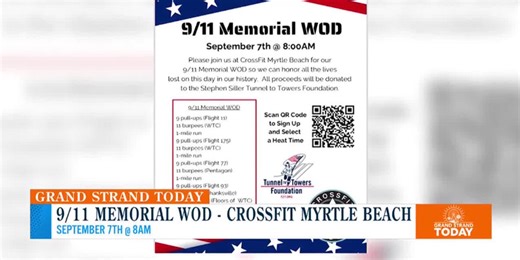 Join CrossFit Myrtle Beach for their 9-11 Memorial WOD to honor all the lives lost on that day