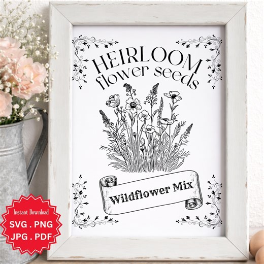 Wildflower SVG, Seed Packet PNG Clipart Graphic, Sign Transfer Image (digital Download) - Etsy UK