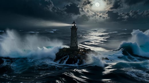 Lighthouse, Storm, Ocean. Free Stock Video