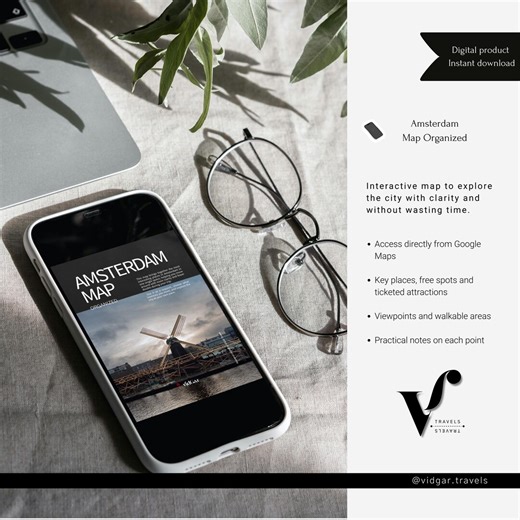 Interactive Amsterdam Map on Google Maps | Digital Travel Guide (english) - Etsy