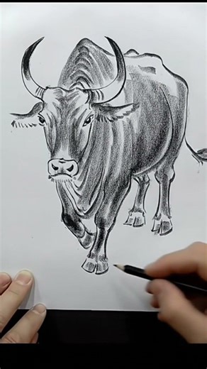 How to Draw a Bull 🐂 | Pencil Sketch Drawing TutorialBull Drawing for Beginners | Animal #bull #vira