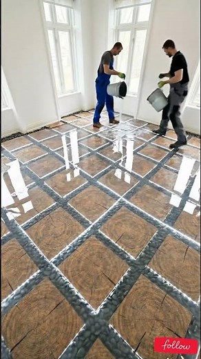 Create an extraordinary floor with pebbles, wood, and epoxy-free LED lighting