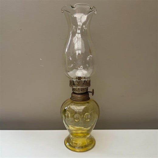 Vintage Amber Glass Oil Lamp With Circular Indentations - Yellow Kerosene Lantern Hurricane Light - Etsy Australia
