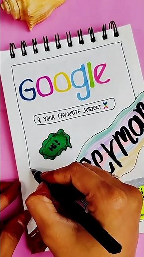 Aesthetic Notebook Cover Design Ideas | Creative Google-Themed Art #frontpageidea#calligraphy#google