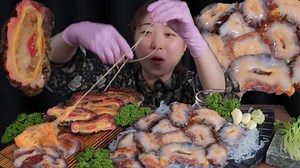 [yamyami美食]红海参Mukbang eating show嘎嘣脆，很考验牙口！咀嚼音！
