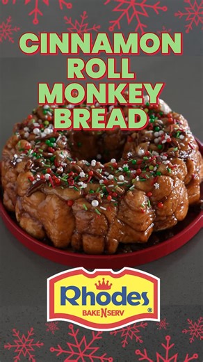 Rhodes Bake-N-Serv on Instagram: "Get ready for a sweet holiday treat! This Cinnamon Roll Christmas Monkey Bread, made with Rhodes Dough is soft, gooey and full of festive cheer. Perfect for sharing! Cinnamon Roll Monkey Bread Ingredients: 12 Rhodes Cinnamon Rolls or 6 Giant Cinnamon Rolls, thawed but still cold 1/3 cup butter, melted 3/4 cup sugar 1/2 cup chopped pecans 1/2 cup caramel ice cream topping Instructions: Cut thawed Cinnamon Rolls into quarters or Giant Cinnamon Rolls into eighths.