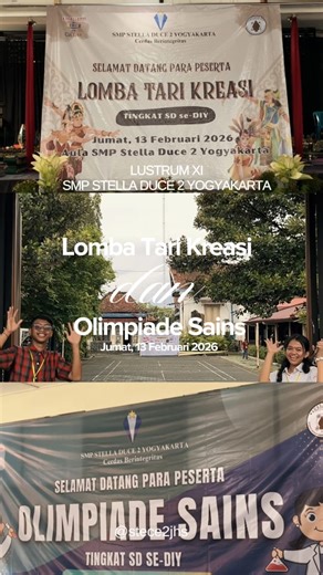 SMP Stella Duce 2 Yogyakarta on Instagram: "Jumat, 13 Februari 2026, rangkaian Lustrum XI SMP Stella Duce 2 Yogyakarta kembali berlangsung meriah melalui Lomba Tari Kreasi dan Olimpiade Sains antar SD se-DIY. Sebanyak 11 grup Tari Kreasi dan 6 grup Olimpiade Sains berpartisipasi dengan penuh antusias, menampilkan kreativitas gerak yang memukau sekaligus kemampuan akademik yang membanggakan. Melalui lomba ini, para peserta tidak hanya berkompetisi, tetapi juga belajar tentang keberanian tampil, k