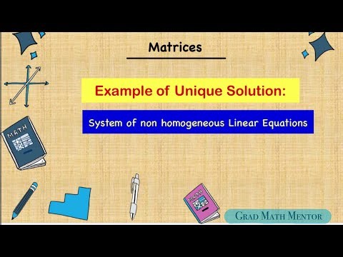 Unique Solution Example: System of Non homogeneous linear equations
